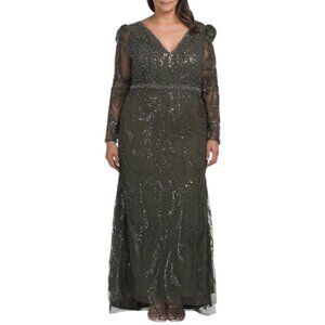 MAC DUGGAL Puff Sleeve Embellished Gown